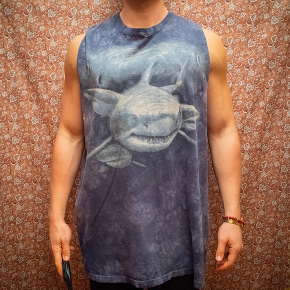 Shark Great White Muscle Tee Tank Top - Picture 2 of 4
